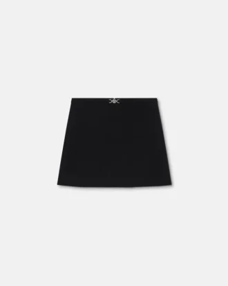 A-formet miniskirt i dobbelt uldcrêpe