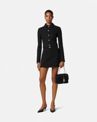 A-formet miniskirt i dobbelt uldcrêpe