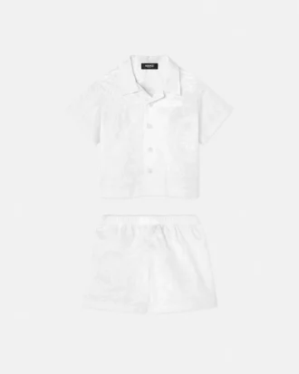 Baby-jacquard-skjorte i bomulds-poplin