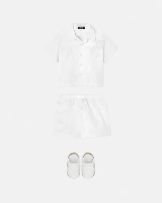 Baby-jacquard-skjorte i bomulds-poplin
