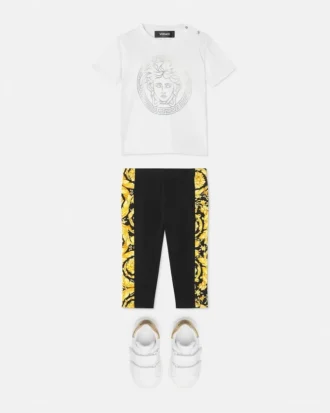 Baby leggings i strækbar bomuldsjersey med print