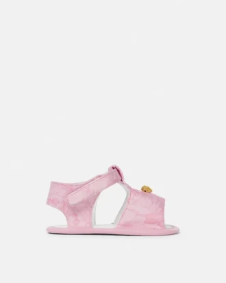 Baby-sandaler i satin med print