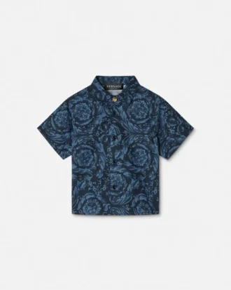 Baby-skjorte i bomulds-poplin med print
