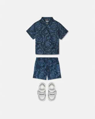 Baby-skjorte i bomulds-poplin med print