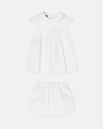 Babykjole i broderet bomulds-poplin