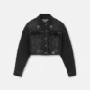 Blomstret V-Emblem-denimjakke