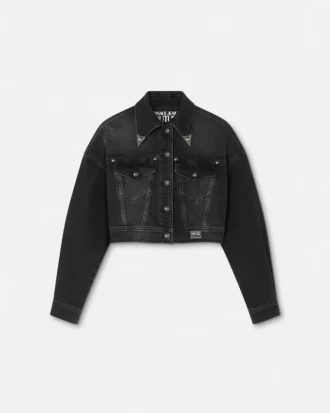 Blomstret V-Emblem-denimjakke