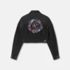 Blomstret V-Emblem-denimjakke