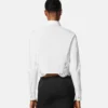 Bluse i bomulds-poplin med blondekant