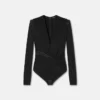 Bodysuit med dyb V-hals i crêpe