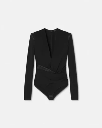 Bodysuit med dyb V-hals i crêpe