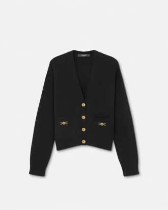 Boxy cardigan i kashmir-uldstrik