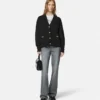 Boxy cardigan i kashmir-uldstrik