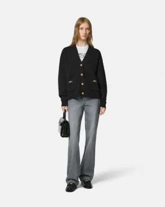 Boxy cardigan i kashmir-uldstrik