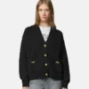 Boxy cardigan i kashmir-uldstrik