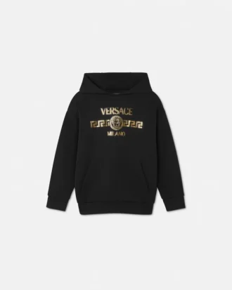 Børne-hoodie i bomuldsjersey med print