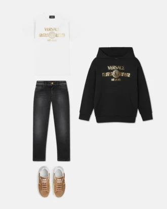 Børne-hoodie i bomuldsjersey med print