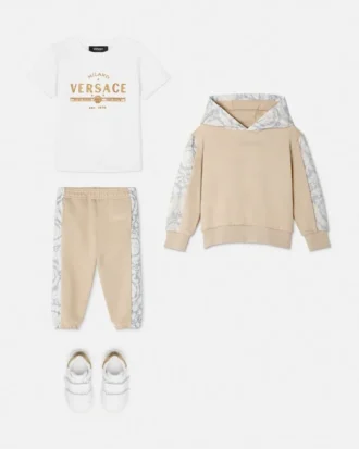 Børne-hoodie i bomuldsjersey med print