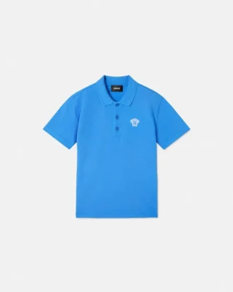 Børne-polo i broderet bomulds-piqué