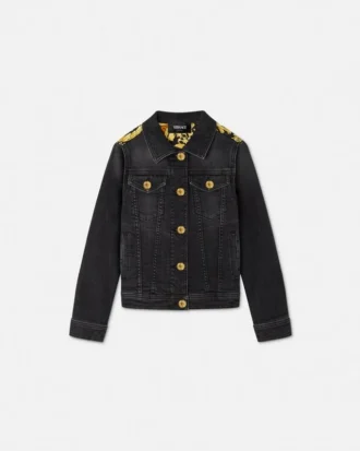 Børnejakke i denim med print