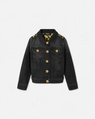 Børnejakke i denim med print