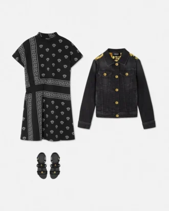 Børnejakke i denim med print
