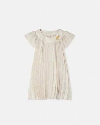 Børnekjole i twill med print og plissering