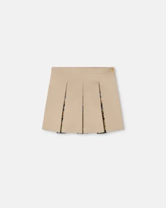 Børneplisseret nederdel i bomuldsgabardine med print