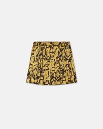 Børneplisseret nederdel i twill med print