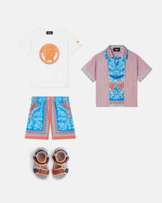 Børneshorts i bomulds-poplin med print