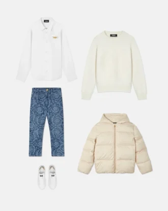 Jacquard nylon pufferjakke til børn