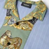 Børneskjorte i bomulds-poplin med print og striber