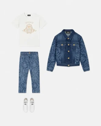 Børnet-shirt i bomuldsjersey med print og pynt