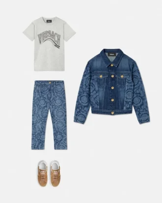 Børnet-shirt i bomuldsjersey med print og pynt