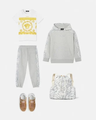 Børne-hoodie i bomuldsjersey med print