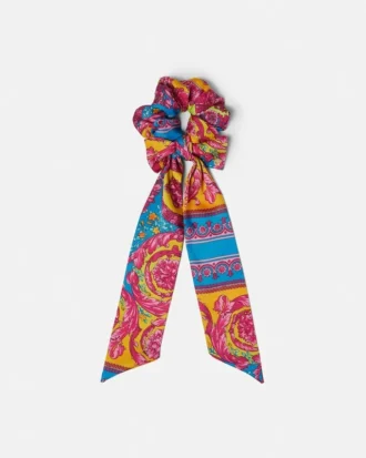 Børnetørklæde med print i twill og scrunchie