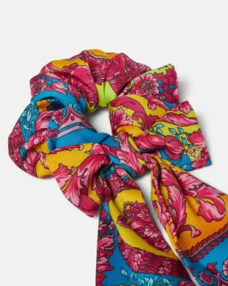 Børnetørklæde med print i twill og scrunchie