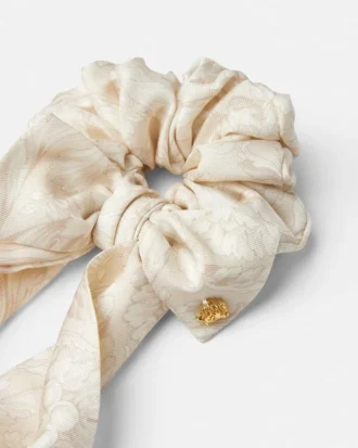 Børnetørklæde med print i twill og scrunchie