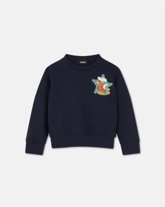Børns broderet sweatshirt i bomuldsjersey