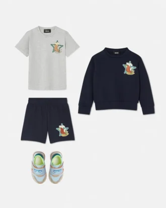 Børns broderet sweatshirt i bomuldsjersey