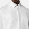 Broderet aftenbluse i bomulds-poplin