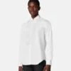 Broderet aftenbluse i bomulds-poplin