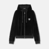 Broderet chenille-hoodie med lynlås