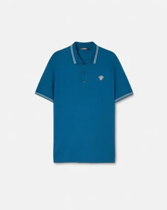 Broderet polo i bomuldspiqué