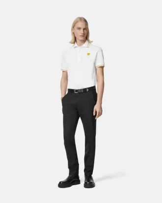 Broderet polo i bomuldspiqué