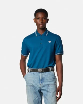 Broderet polo i bomuldspiqué