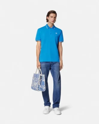 Broderet polo i bomuldspiqué