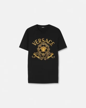 Broderet slim fit T-shirt i bomuldsjersey