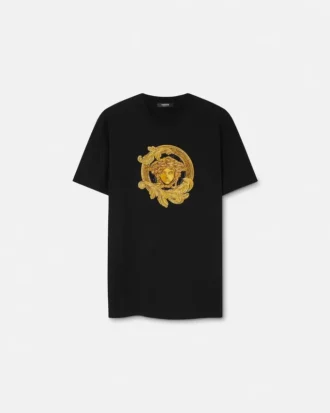 Broderet slim fit T-shirt i bomuldsjersey