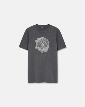 Broderet slim fit T-shirt i bomuldsjersey